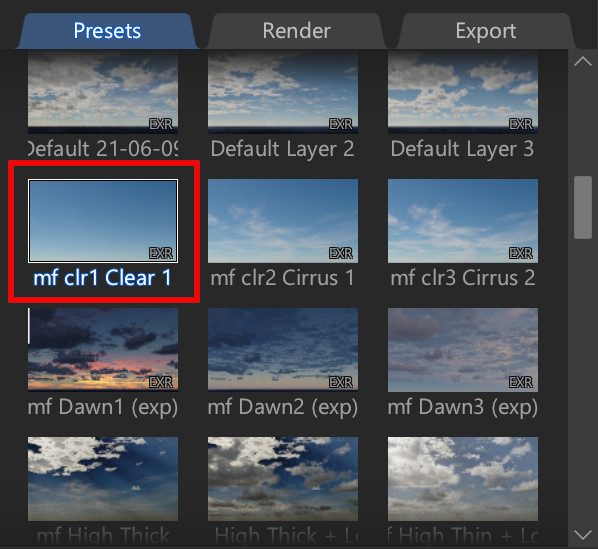 The clear preset.