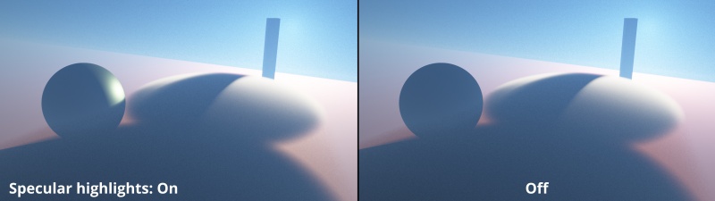 Specular highlights on and off.