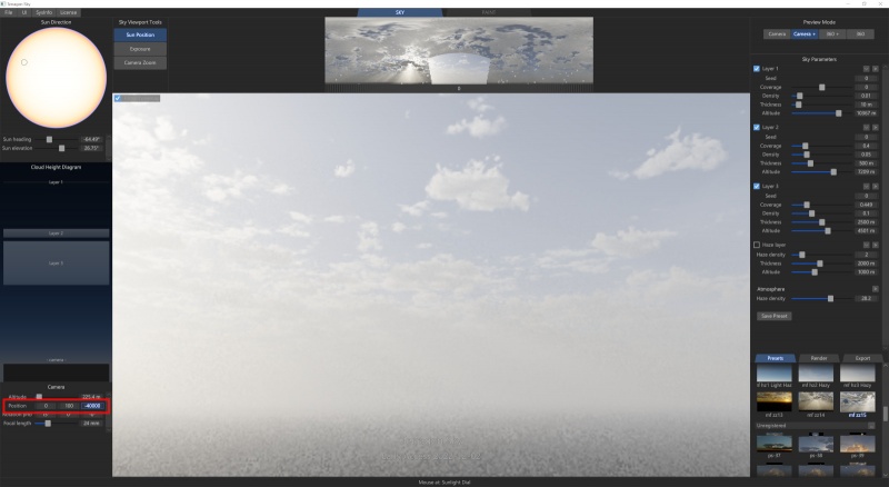 Move Camera further away from the project’s origin to see more of the cloud layers.