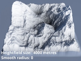 Heightfield size = 4000 metres, Smooth radius = 0.