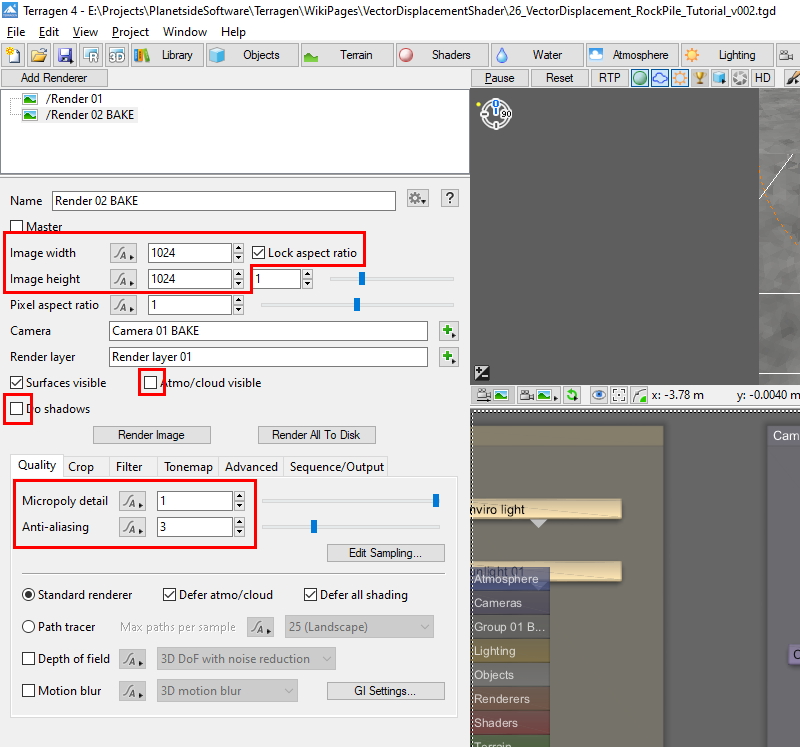 Render settings for the vector displacement image.