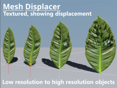 Displacement applied to textured objects.