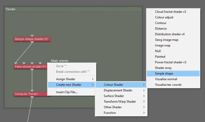 Create a mask for the Fake Stones shader with a Simple Shape shader.