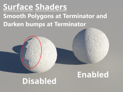 Comparison with Smooth Polygon Terminator and Darken bumps at terminator enabled.