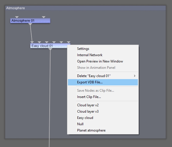 VDB Export feature from an Easy Cloud.