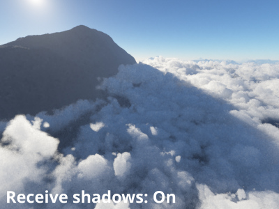 Receive shadows from surfaces = On