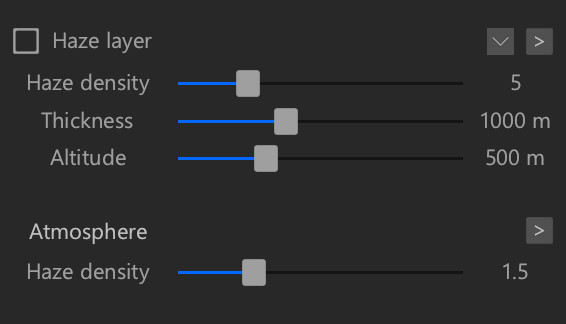 Haze parameters.