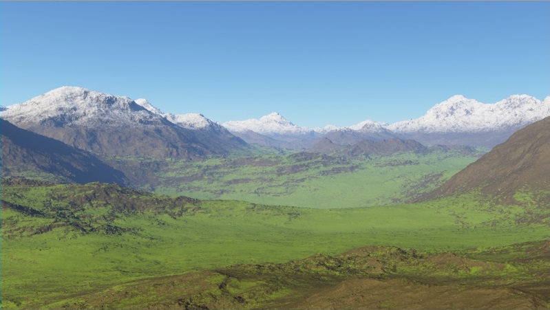 The scene with dirt, snow, and grass