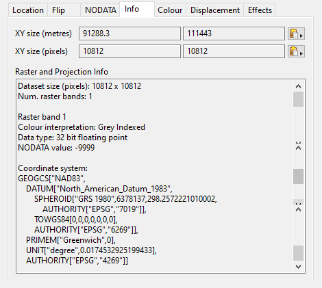 Raster and Projection info when Load method set to GDAL