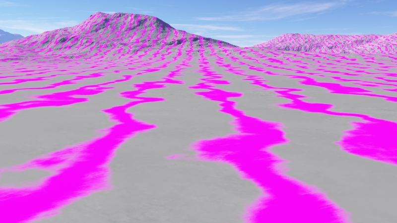 Render showing the effect of the Fractal warp shader on the straight rows.