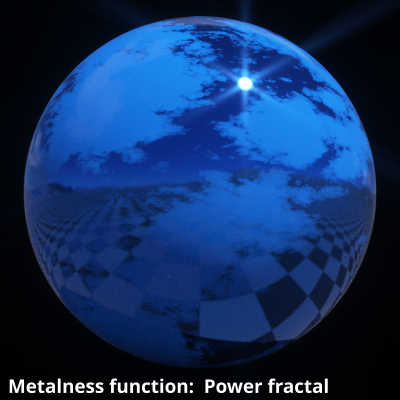 Power fractal v3 shader assigned to Metalness function.