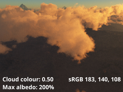 Cloud colour = 0.5.  (sRGB 183,140,108)