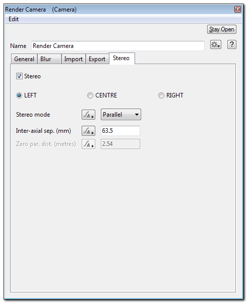 Camera - Export Tab