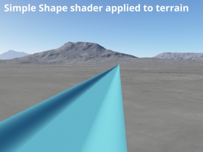 Simple shape shader displacing terrain.