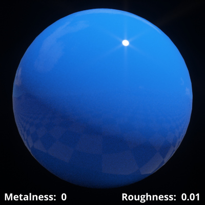 Metalness = 0 (non-metal), Roughness = 0.01