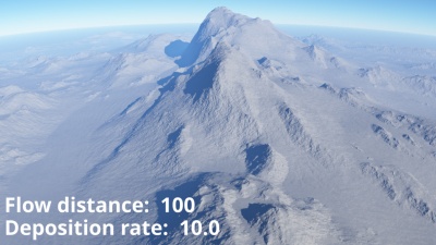 Flow distance = 100, Deposition rate = 10