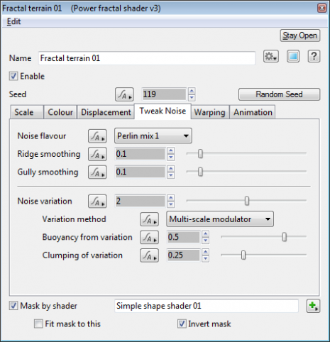 Power Fractal Shader v3.02 - Tweak Noise Tab