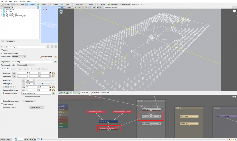 Assign the Colour adjustment shader as the population's Density shader.