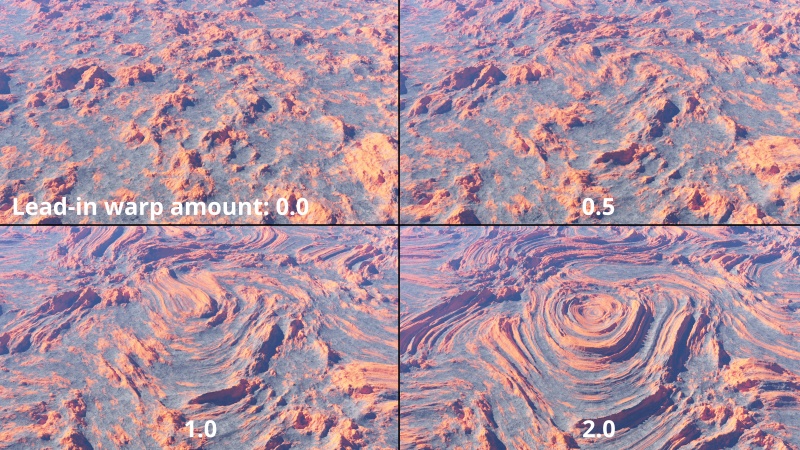 Lead-in warp amount from 0 - 2, affecting the fractal colour and displacement.