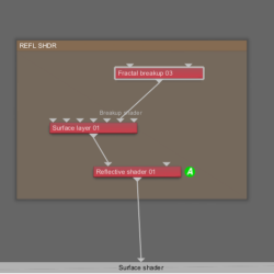 Reflective shader applied after Surface layer shader in workflow.