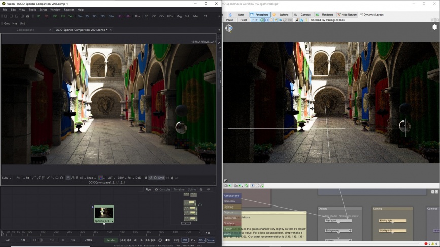 Terragen 3D preview and Fusion preview side-by-side.