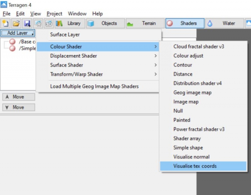 Step 08 - Add a Visualise tex coords shader to the project.