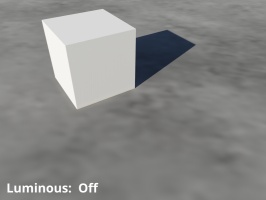 The Visualise tex coords node applied to ground and uv mapped cube object.  Enable unchecked.