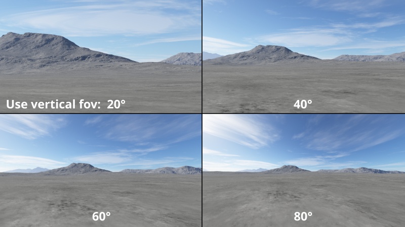 Use vertical field of view from 20 degrees to 80 degrees