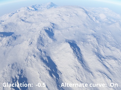 Glaciation = -0.5, Alternate curve enabled.