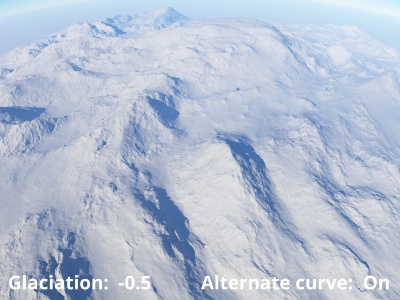 Glaciation = -0.5, Alternate curve enabled.