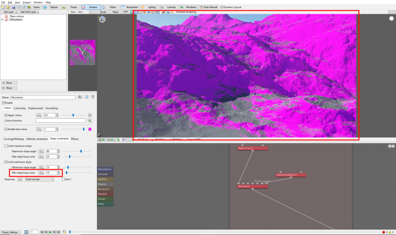 The Fuzzy zones create soft gradient transitions between a Surface layer and the nodes beneath it.