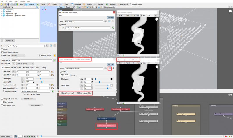 Clamping the maximum colour output via the Colour adjustment shader.