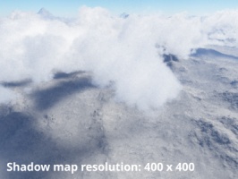 Shadow map resolution = 400 x 400.