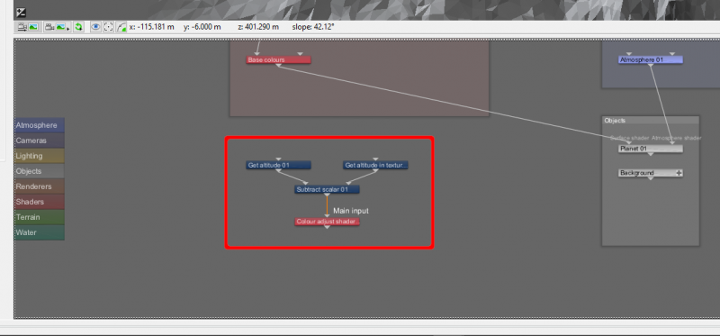 The blue function nodes wired together to create a mask.