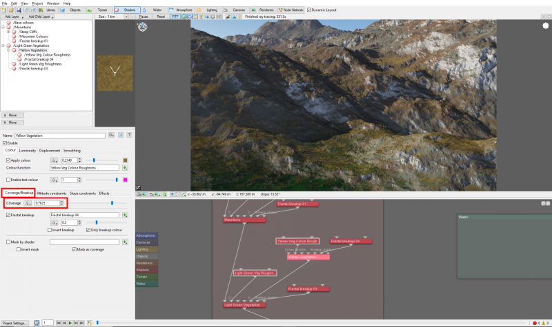 Adding the Yellow Vegetation layer as a child layer of the Green Vegetation Surface layer.