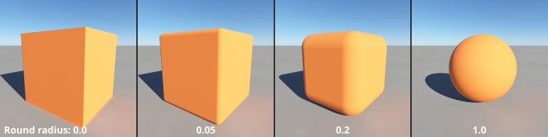 Round Radius ranging from 0.0 to 1.0