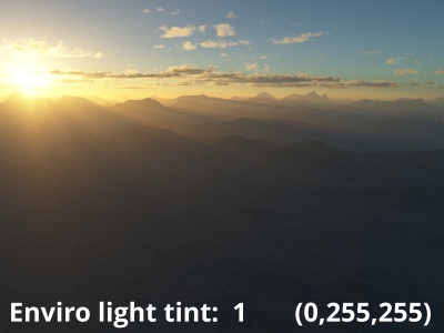 Enviro light = 1, Enviro light tint = Cyan (0,255,255)