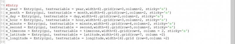 Defining the entry widgets.