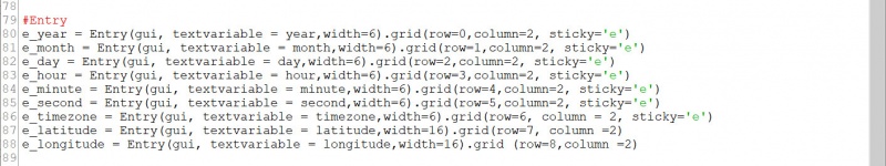 Defining the entry widgets.