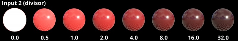 The Divide Colour node can be used to change the values of the surface shader by manipulating the values assigned to the Input 2 setting.