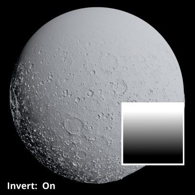 The Image map shader node inverted and applied as a mask on the MOLA data.