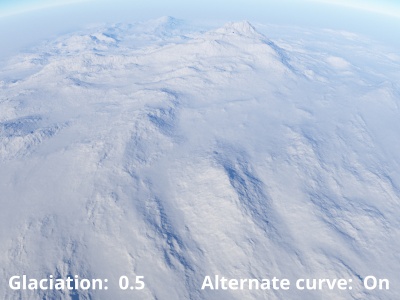 Glaciation = 0.5, Alternate curve enabled.