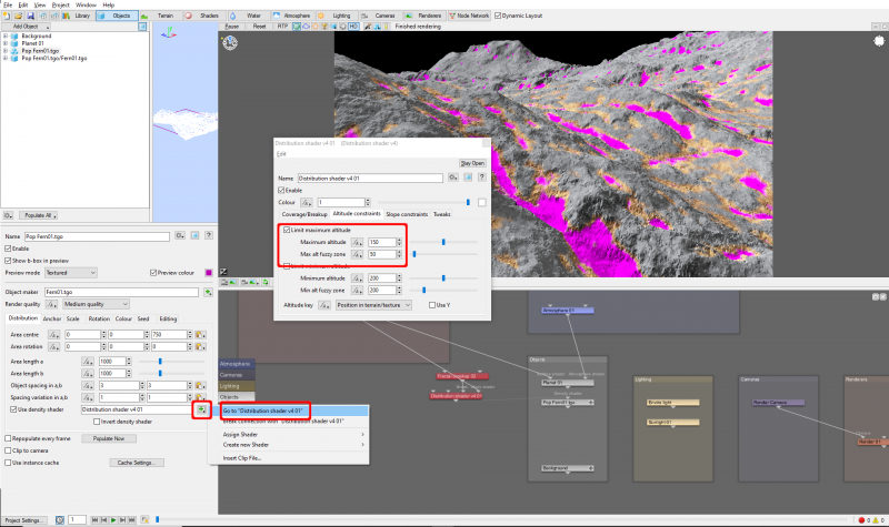 Set the Altitude constraints to limit how far up the mountains the population can go.