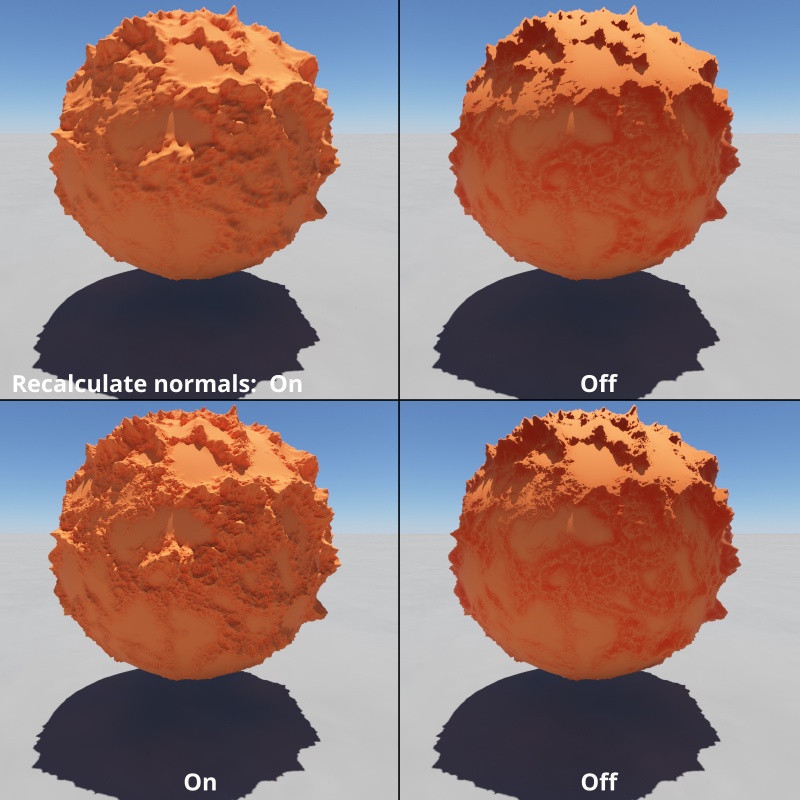 Recalculate normals on and off