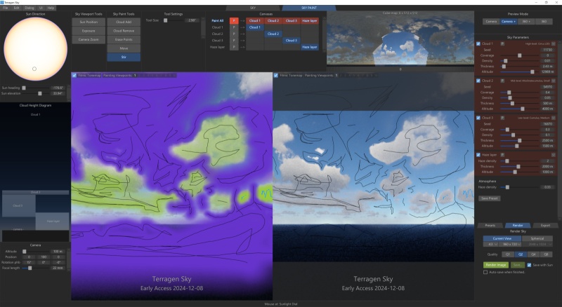 Adding and removing clouds to match the reference image using Sky Paint.