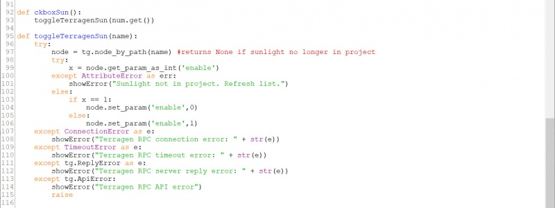 Code for the ckboxSun() function and toggleTerragenSun() function.