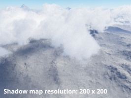 Shadow map resolution = 200 x 200