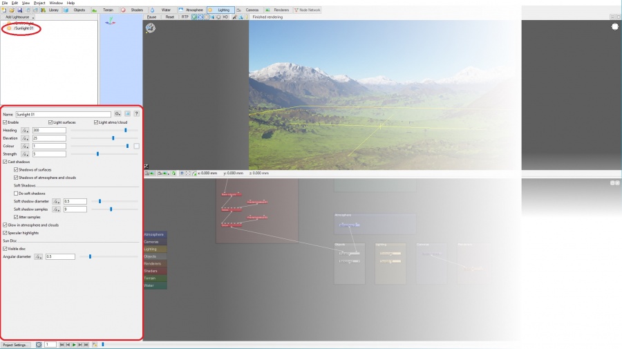 The 'Sunlight 01' lightsource selected