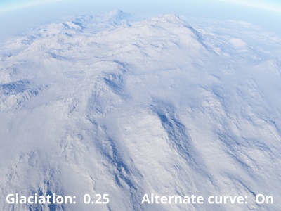 Glaciation = 0.25, Alternate curve enabled.