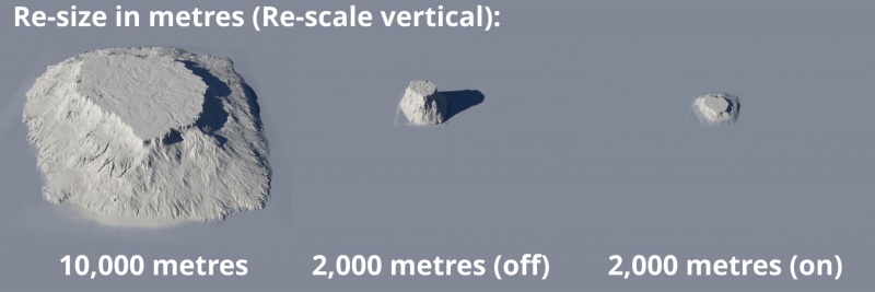 Heightfield resized in metres from 10,000 to 2,000.